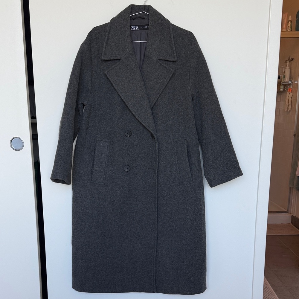 Zara Women's Charcoal Soft Oversized Coat